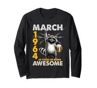 62nd Birthday Raccoon Beer March 1964 Vintage 62 Years Old Manga Larga