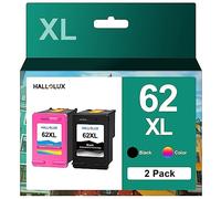 HALLOLUX Pack de 2 Cartuchos de Impresora 62XL 62 XL Multipack compatibles con HP 62 Cartuchos de Impresora para impresoras Envy 5540 5544 5545 5548 5640 5646 7640 OfficeJet 200 5740 5742 5744