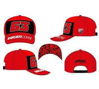 63 Gorra Bagnaia - Ducati Dual Line,Niño,Talla Única,Rojo