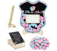 63 piezas de libro de invitados para revelación de género, set de alternativas para baby shower, decoraciones de revelación de género con marco de fotos, marco de sonograma, recuerdo, 60 rebanadas de