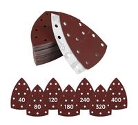 63 unidades de papel de lija triangular, hojas de lija de 11 agujeros, almohadillas de lijado con para Bosch, Mouse para lijadora triangular, grano 40/80/120/180/240/320/400