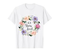 63 Years Loved 63th Birthday Floral 63 Years Loved Women Camiseta