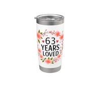 63 Years Loved Floral 63th Birthday Women 63 Years Old Vaso térmico de acero inoxidable de doble pared