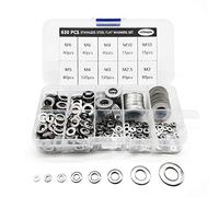 630 Piezas Arandelas Acero Inoxidable Planas con Estuche de Almacenamiento - 8 Tamaños Variados M2 / M2,5 / M3 / M4 / M5 / M6 / M8 / M10 -para decoración del hogar,fábrica de reparación de edificios