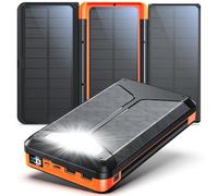 63200mAh Power Bank Solar Inalámbrico: Cargador Portátil Externo con 3 Paneles Solares, Carga Rápida PD22.5W, Carga USB C, Linterna SOS, Pantalla Digital para Teléfonos y Tabletas