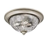 63267 Lámpara de techo de 33 cm para interiores, acabado en peltre oscuro con cristal amartillado en gris claro