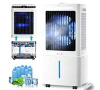 63CM Climatizador Portátil Sin Tubo Depósito Extraíble 25L, Enfriador Evaporativo 24 Velocidades, Temporizador 12H, Oscilación 90°, 6 Bloques Hielo para Dormitorio