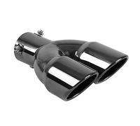 63mm Silenciador de Doble Punta de 2.5" Salida de Acero Inoxidable de 3"Garganta de cola de Coche Doble Escape (Negro Recto)