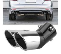63mm Tubo de Escape del Coche Universal Tubo de Punta de Silenciador de Escape Acero Inoxidable Tubo de Extremo Cola Final Automóviles Salida Doble Curva Plata de 5,3-3,8 cm de diámetro