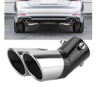 63mm Tubo de Escape del Coche Universal Tubo de Punta de Silenciador de Escape Acero Inoxidable Tubo de Extremo Cola Final Automóviles Salida Doble Curva Plata de 5,3-3,8 cm de diámetro