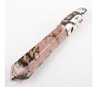 63x10MM Rhodonite Rose Pink Quartz Botswana Onyx Opal Lapis Green Stone Aventurine Faceted Bead Pendulum Pendant 1 PCS-rhodonite