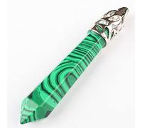63x10MM Rhodonite Rose Pink Quartz Botswana Onyx Opal Lapis Green Stone Aventurine Faceted Bead Pendulum Pendant 1 PCS-malachite