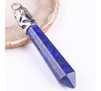 63x10MM Rhodonite Rose Pink Quartz Botswana Onyx Opal Lapis Green Stone Aventurine Faceted Bead Pendulum Pendant 1 PCS-lapis lazuli