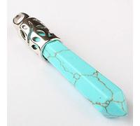 63x10MM Rhodonite Rose Pink Quartz Botswana Onyx Opal Lapis Green Stone Aventurine Faceted Bead Pendulum Pendant 1 PCS-turquoise 2