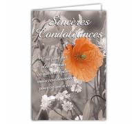 64-1011-B - Tarjeta de condolencias con sobre blanco, formato 12 x 17,5 cm, con flor de campos amapola, mensaje de apoyo en francés Tienes que estar feliz por lo que ha sido