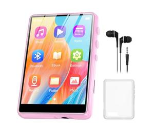 64 GB Reproductor MP3 Bluetooth 5.3, 2,4" Ecrã Tátil MP3 Reproductor Portátil com Altifalante Interior, Gravador De Voz, rádio FM, Suporte até 128GB (Rosa)