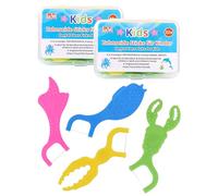 64 Hilo Dental Niños Arcos Dentales Hilo Dental con mango Seda Dental para Niños 4 formas de animales, colores coloridos, Diseño Seguro y Divertido para Niño fio dental, 3X32 Ocean Floss Kids