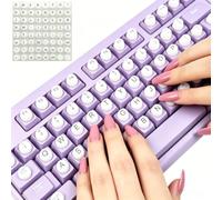 64 pegatinas de teclado elevadas para uñas largas, autoadhesivas, teclas de silicona simbólicas y alfanuméricas, diseño arqueado elevado para trabajo de oficina, juego (transparente)
