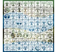 64 Piezas de Plantilla Árbol de | 7.5cm*7.5cm Plantilla Pequeña para Pintar, Ideal para Pintura, Decoración del Hogar, , Tela, Decoraciones de , Regalos, Fácil de Limpiar y Reutilizable