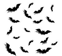 64 unidades de decoración de Halloween, murciélagos, decoración para fiestas, decoración al aire libre, decoración 3D, pegatinas de murciélagos, pegatinas góticas para ventanas, decoración de