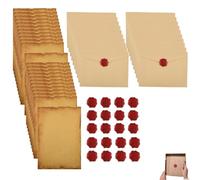 64 unidades de papel vintage, papel de pergamino, papel de carta vintage, 20 sobres de papel vintage, 24 papel de carta con sobre y 20 pegatinas de sello de cera