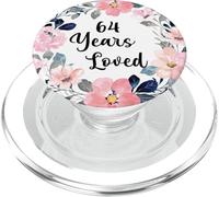 64 Years Loved 64th Birthday Floral 64 Year Old Men Women PopSockets PopGrip para MagSafe