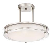 64009 Lámpara de techo de 30 cm para interiores con LED regulable, acabado en níquel cepillado con pantalla acrílica