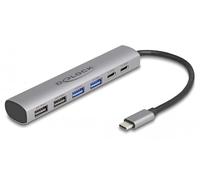 64232 - Concentrador USB de 6 Puertos con 4 Tomas USB de Tipo A y 2 Tomas USB de Tipo C