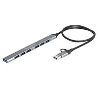 64273 Hub USB A Hembra x7,USB A-Macho,USB C-Macho Plata DELOCK