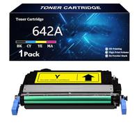 642A Cartucho de Tóner de Repuesto para HP 642A CB400A CB401A CB402A CB403A para HP Color LaserJet CP4005 4005n 4005dn Impresoras con Chip,Y-1 Pack