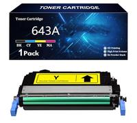 643A Cartucho de Tóner para HP 643A Q5950A Q5951A Q5952A Q5953A Compatible para HP Color LaserJet 4700 4700n 4700dn 4700dtn Impresoras con Chip,Yellow-1 Pack