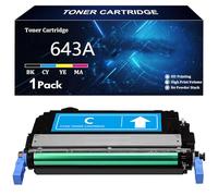 643A Cartucho de Tóner para HP 643A Q5950A Q5951A Q5952A Q5953A Compatible para HP Color LaserJet 4700 4700n 4700dn 4700dtn Impresoras con Chip,Cyan-1 Pack