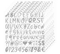 648uds Pegatinas Letras Brillantes, 2,5 cm Autoadhesivas Impermeables con Letras del Alfabeto Números y Símbolos para Álbumes Recortes Botellas de Agua Birretes de Graduación (Plata)