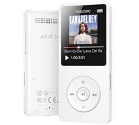64GB Reproductor MP3 Bluetooth 5.3, AGPTEK MP3 Player, Reproductor MP3 Deportivo Portátil, 1.8" Pantalla de 70H de Reproducción, MP3 de Niños Radio FM, Externo hasta 128GB(Sin Auriculares), Blanco