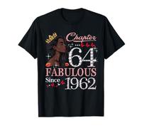 64th Birthday Black Queen Chapter 64 Fabulous Since 1962 Camiseta