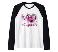 64th Birthday Queen Pink Wine 64 Years Old Women Girls Camiseta Manga Raglan