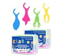 64x Hilo dental niños para espacios interdentales estrechos con 4 asas de colores en forma de animales marinos, sin flúor, sin cera, antideslizante