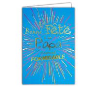 65-1286 Tarjeta personalizada Feliz Fiesta a un Papa realmente formidable - Oro dorado brillante - con sobres - Tamaño cerrado 115 x 170 mm - Fabricación francesa - Azul