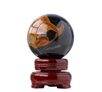65-70mm Crystal Ocean Black Tourmaline symbiotic Crystal Ball Rough Stone Polished Stone Ball Seven Star Array feng Shui Ball Ornaments,B
