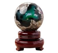 65~70mm,NHDVDVAV Esfera de cristal de ágata volcánica natural, bola de cristal de cuarzo con soporte de madera, orbes decorativos de piedras preciosas, decoración de cristal curativo energético Reiki