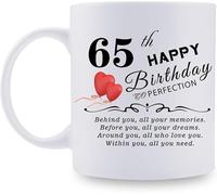 65 años para mujeres - 1958 para mujeres, taza de café de 65 años para mamá, esposa, amiga, hermana, ella, colega, compañera de trabajo - Taza de 325 ml, tengo 65 años, tengo 18