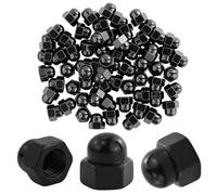 65 Piezas Tuercas Sombrerete Galvanizadas DIN 1587 Negro M6,Acero Carbono Forma Alta Negra, Tuercas Hexagonales Tapa Inoxidables,Tuerca sombrerete alta forma según,para Barras