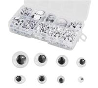 650 ojos saltones negros con autoadhesivo, de 4 mm a 18 mm, embalaje mixto, ojos tambaleantes para manualidades, ojos para manualidades