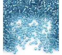 6500 cuentas de cristal rocaille de 2 mm, con inserción plateada, revestimiento plateado, 11/0, para rastas, color a elegir (azul)