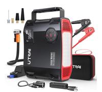 6500A Arrancador de Baterias de Coche con Compresor de Aire/18W Carga Rápida/Luz LED de 1600 lúmenes/160W DC out/Pantalla LCD/QC3.0(para All Gas o 12L Diesel) UTRAI Jump Starter