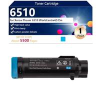 6510 Cartucho de Tóner Compatible para Xerox Phaser 6510 WorkCentre 6515n Impresoras,Alto Rendimiento 5500 Páginas, Impresión de Alta Definición,Cyan-1 Pack