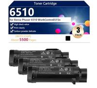 6510 Cartucho de Tóner de Alto Rendimiento Compatible para Xerox Phaser 6510 WorkCentre 6515n Impresoras, Nítidas y Definidas,Black-3 Pack