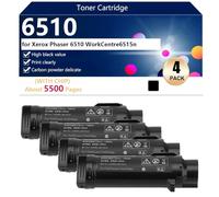 6510 Cartucho de Tóner para Xerox Phaser 6510 WorkCentre6515n Impresoras, para Escuelas, Hospitales y Bancos, 5500 Páginas,Black-4 Pack