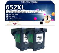 652XL Cartucho de Tinta de Alto Rendimiento para HP Deskjet Ink Advantage 1115 1118 2135 2136 2138 2675 2676 2677 2678 3635 3636 3638 Impresoras (con Chip),Black-2 Pack