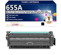 655A Cartucho de Tóner de Repuesto para HP Color LaserJet Enterprise M652n M652dn M653dn M653x 653dh MFP M681f M681dh M681z Impresora, Transparente Sharp, 12500 Páginas,Black-1 Pack